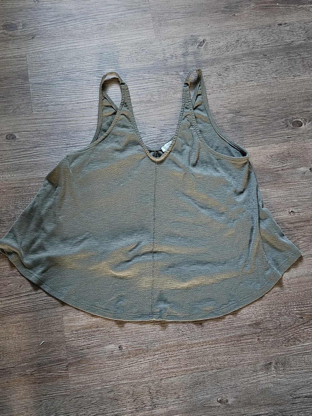 Free People Olive Green V-Neck Dani Flowy Tank, Small